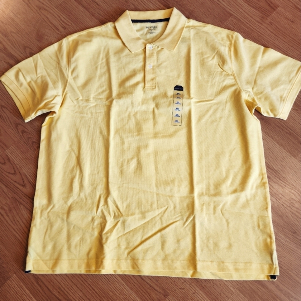 St John's Bay Men's Yelloe Heritage Pique Polo Shirt Size XL Large NWT